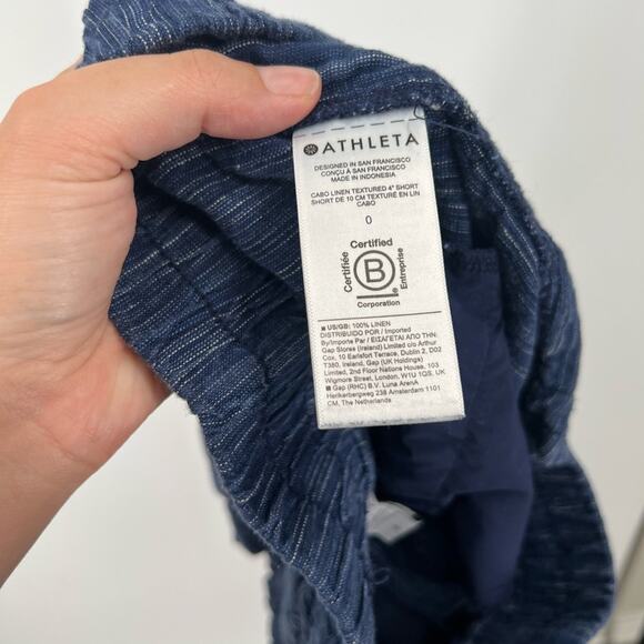 Athleta Cabo Linen Textured 4” Shorts Pull On Drawstring - Picture 5 of 6